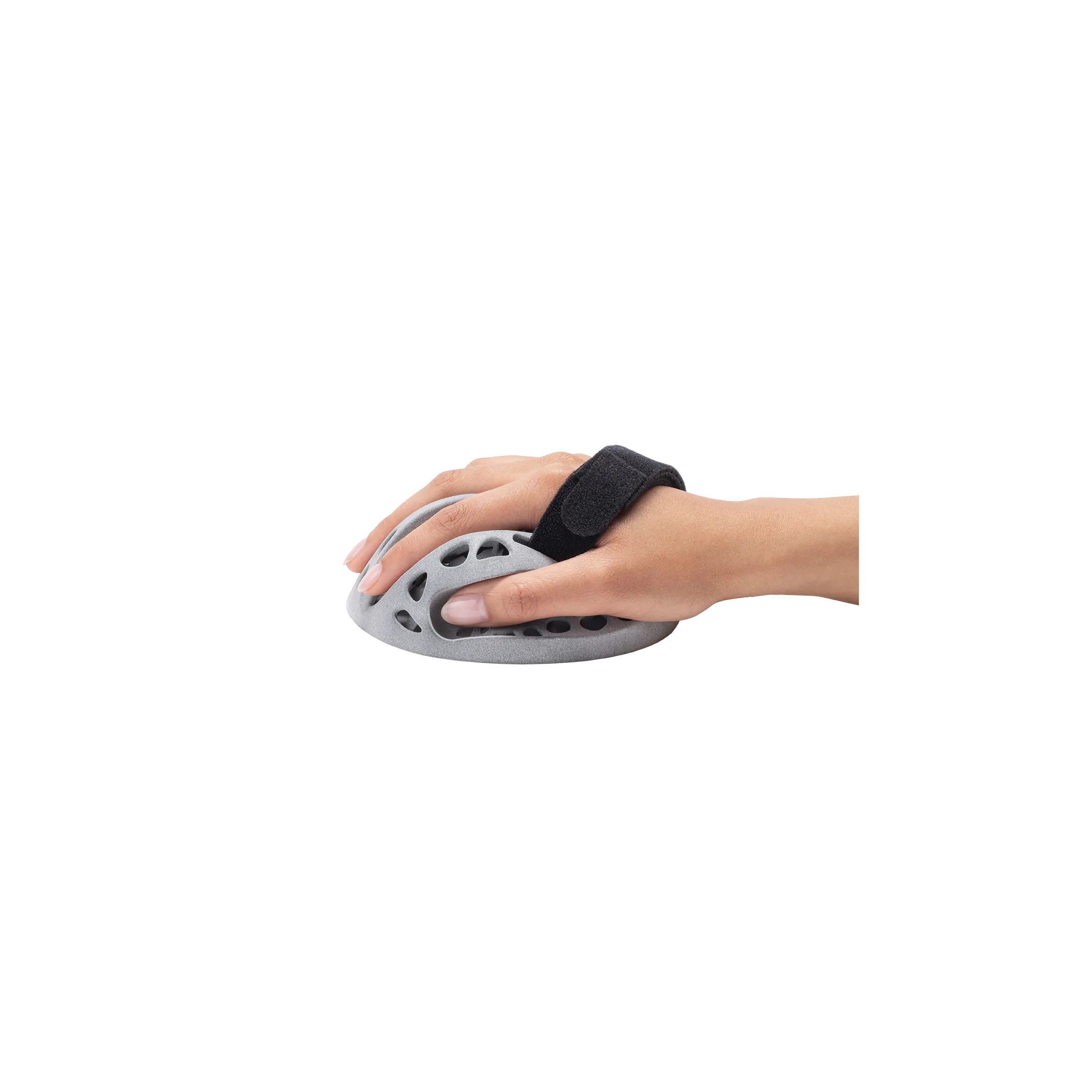 Handscupe curved auf weißem Hintergrund – ergonomisches Hilfsmittel zur Unterstützung der Greifbewegung und Handhaltung