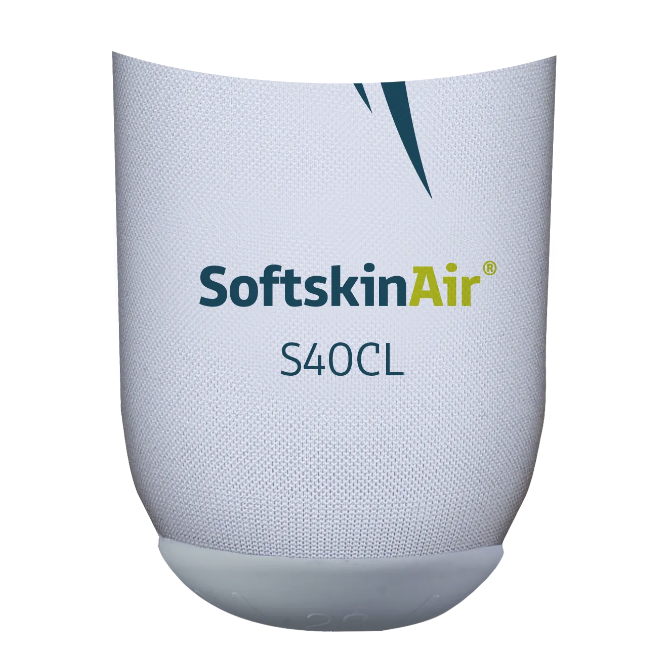 Produktansicht des SoftskinAir S40 CL Prothesenliners aus atmungsaktivem Silikon mit Textiloberfläche für sicheren Halt und angenehmes Tragegefühl