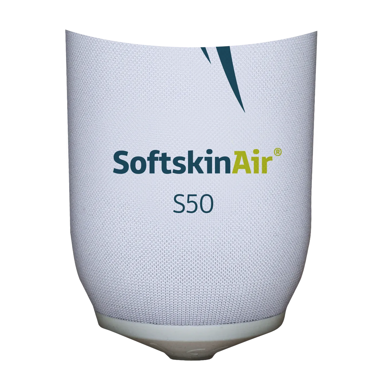 Detailansicht des SoftskinAir S50 Prothesenliners aus atmungsaktivem Silikon mit Textiloberfläche und feiner Struktur